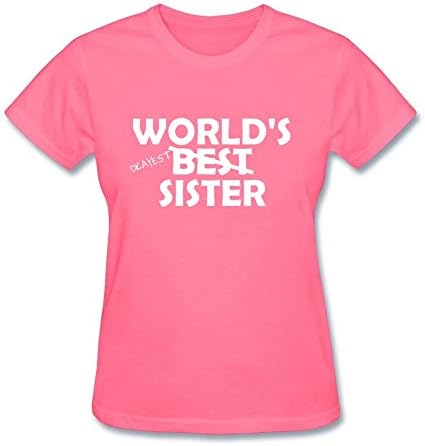 LANKIYA Shirts Women World's Okayest Sister Funny Adult Crewneck T Shrit Pink XXL