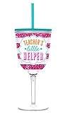 Teacher Gift - Teacher's Little Helper 13 Oz. Double Wall Insulated Wine Cup Tumbler with Lid and Straw