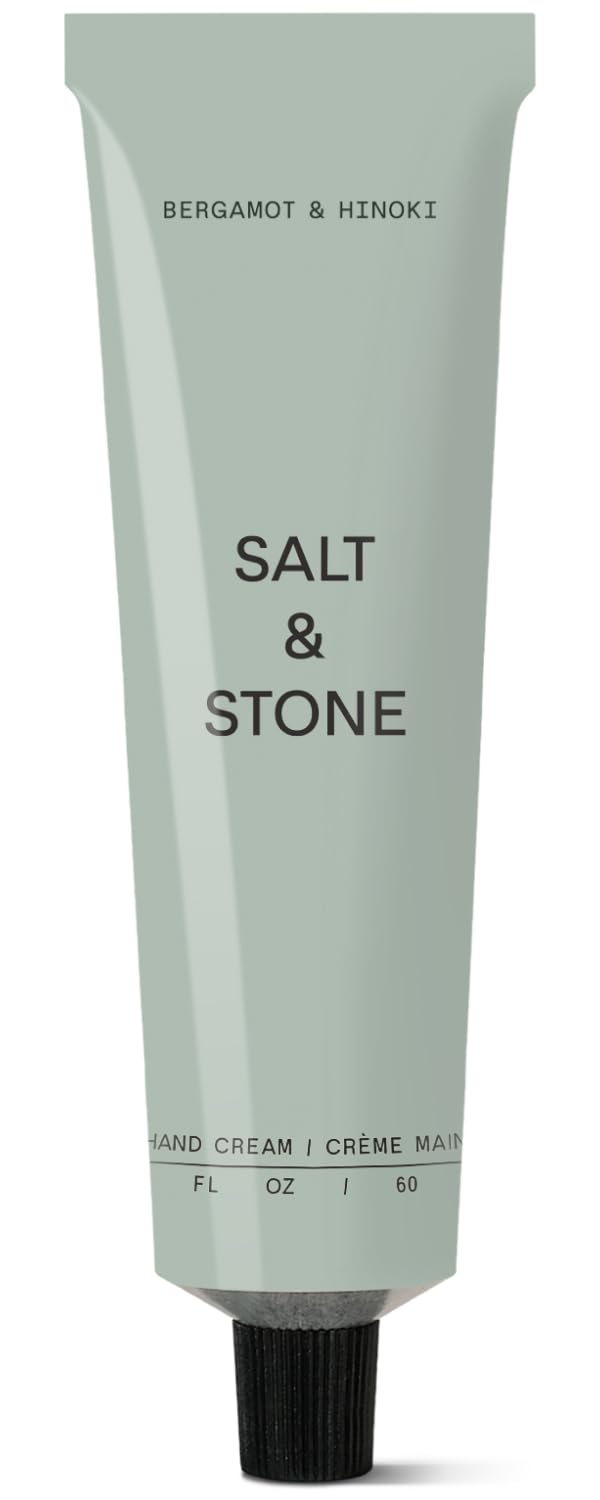 Salt & Stone Hand Cream for Women & Men | Hydrates, Nourishes & Softens Skin | Restores Dry Cracked Hands | Fast-Absorbing | Cruelty-Free & Vegan | Bergamot & Hinoki 2 fl oz