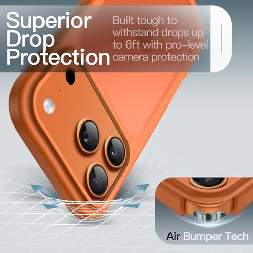 JETech Matte Case for iPhone 17 Pro Max 6.9-Inch, NOT for iPhone 17/17 Pro, Shockproof Military Grade Drop Protection, Frosted Translucent Back Minimalist Phone Cover, Anti-Fingerprint (Orange)