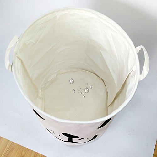 LANGYASHAN Storage Binï¼ŒCanvas Fabric Collapsible Organizer Basket for Laundry Hamper,Toy Bins,Gift Baskets, Bedroom, Clothes,Baby Nursery (Smile Dog)