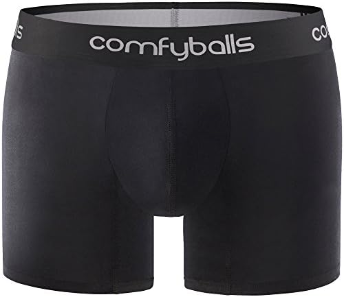 Comfyballs Men's Performance Long Boxer Shorts (Medium, Pitch Black)