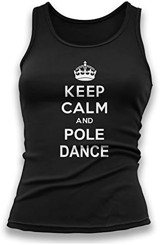 Paranoid Penguin Keep Calm and Pole Dance V2 Womens Ladies Vest Tank Top - Gift For Wife - Gift For Girlfriend - Funny T-Shirt (Medium, Black)