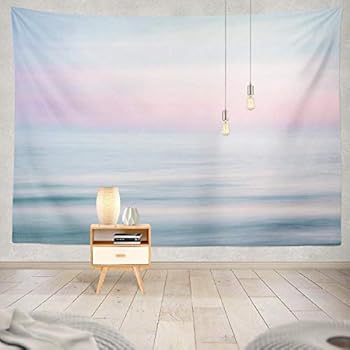 ONELZ Decor Collection, Sunset Sky and Ocean Nature with Beach Pink Sunset Pastel Soft Water Bedroom Living Room Dorm Wall Hanging Tapestry 60