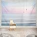 Ocean Tapestry,ONELZ The Beach Tapestry Sunset Sky and Blue Tapestry Ocean Nature with Beach Pink Tapestries Pastel Tapestry Wall Tapestry for Bedroom 60 L x 80 W,Pink Sunset