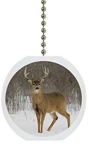 Deer in Snow Solid Ceramic Fan Pull