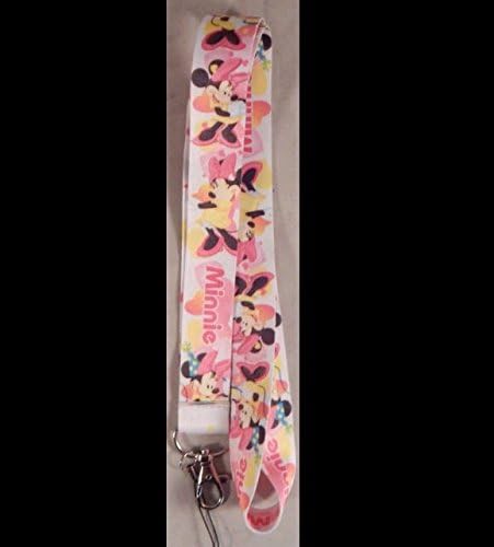 Minnie Mouse WHITE/PINK Lanyard and 5 Assorted Pin Set Walt Disney World Trading