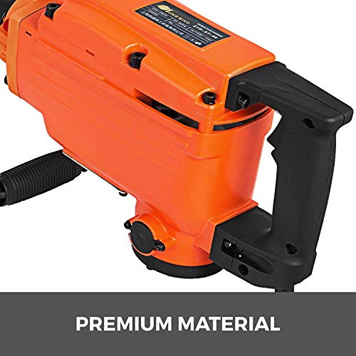2200W Electric Demolition Jack Hammer Heavy Duty Concrete Breaker 1400 BPM Jack Hammer Demolition Drills with Flat Chisel Bull Point Chisel and Gloves (2200W, Orange)
