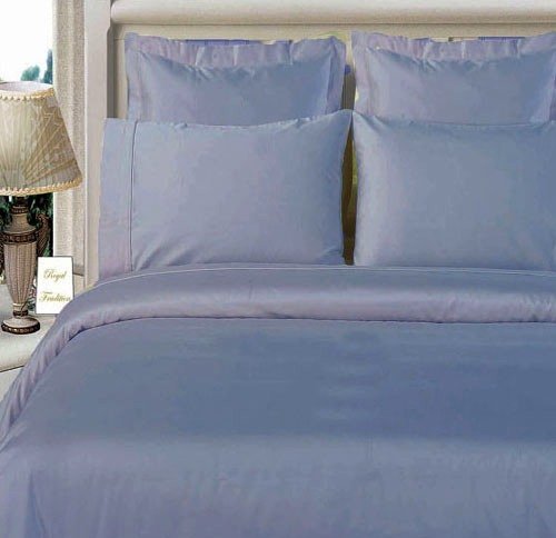 Grandeur Linens 1000 Thread Count Three (3) Piece Queen Size Blue Solid Duvet Cover Set, 100% Egyptian Cotton, Deep Pocket