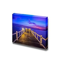 Wooded Bridge in The Port Between Sunrise Wall Decor