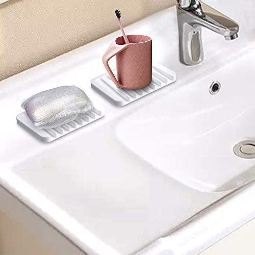 Yako 2Pcs Soap Dish, Bar Soap Holder Box Stand Case Saver Tray for Shower Bathroom Kitchen, Premium Flexible Silicone Soap Dishes, Prevent Melting, Non-Slip Design, Easy Cleaning, Gray - Thumbnail 5