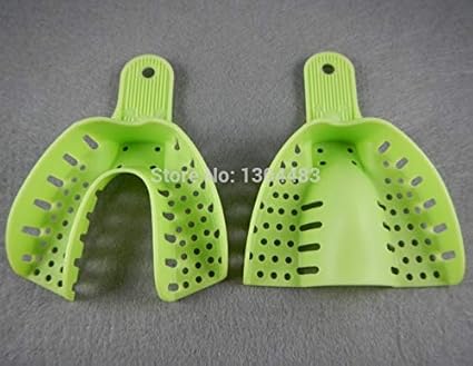 Beutik 10pcs Middle Size Green Dental Impression Trays Autoclavable Dental Tray Supply