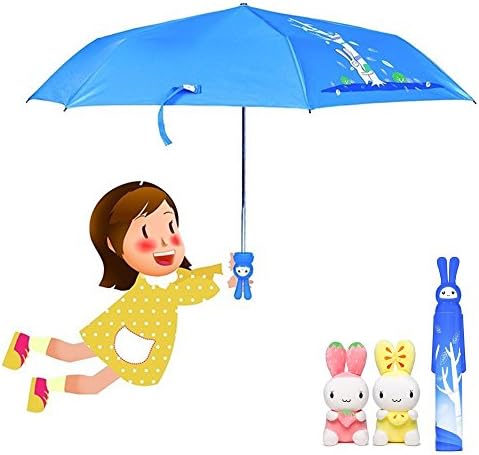 KAILEDI Umbrella, Outdoor Windproof Cute Children Umbrella, Folding Portable Travel Umbrella,Rabbit Bottle Umbrella (blue)