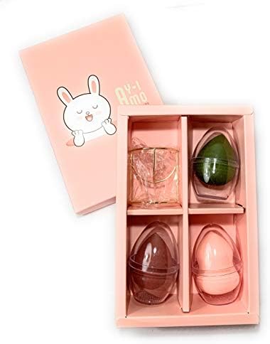 Super Soft Latex Free Makeup Beauty Sponge Blender Set For Eye Face Powder, Cream or Liquid Application with Dry Holder Stand 4Pcs PINK