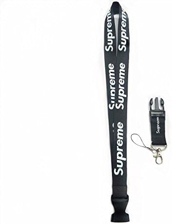 Urban Streetwear Lanyard Supreme Lanyard Black- Latest Fashion Design Neck Strap Keychain Holder Ring Style for Keys Phones Bags Accessories (Black)
