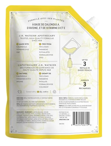 J.R. WATKINS LIQUID FOAMING HAND SOAP LEMON REFILL, PACK OF 1