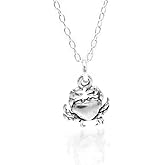 FLYINGTUTU Sterling Silver Teeny Tiny Crab Charm Necklace, 18"