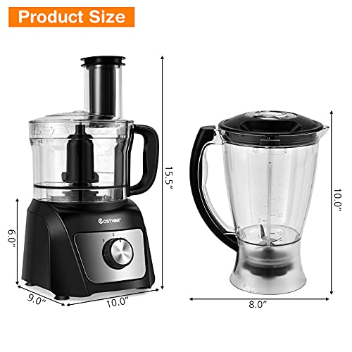 COSTWAY Food Processor & Blender, 500W Professional Food Chopper with 3