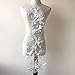 3D Beaded Flower Embroidery Lace Patch Applique Crystal Sewing Lace Motif for Dance Costumes Ballgown Off-White Color