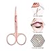 Jovitec Fake Eyelashes Applicator Tool, Slant Tip Hair Tweezers, Eyebrow Tweezers Eyebrow Scissors, 4 Pieces with Black Velvet Bag (Rose Gold)