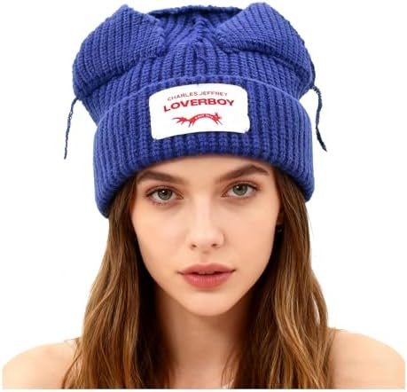 Amazon.com: Cute Cat Ear Beanie with Strings Crochet Hat Knitted