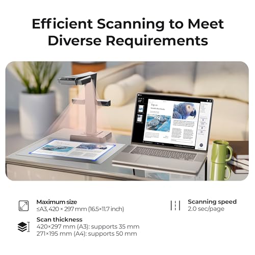 CZUR ET18 Pro Professional Book Scanner, 18MP HD Camera Document Scanner with OCR, Converts Documents to PDF, Word, Tiff, Excel, Compatible with Windows macOS
