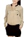 Allegra K Women's Stand Collar Button Closure Semi Sheer Chiffon Shirt XL Beige