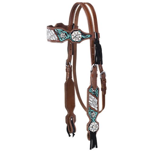 Tough-1 Silver Royal Ashton Browband Headstall w/Fringe
