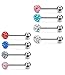 Besteel 8pcs 14G Stainless Steel Tongue Rings for Guys Body Piercing Jewelry Crystal Ball