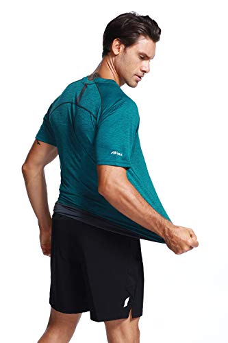 AKILEX MENS RUNNING DRY FIT T-SHIRT ATHLETIC OUTDOOR SHORT SLEEVE COMFORTABLE SPORTS TOP