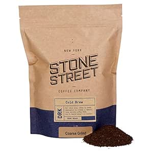 Stone Street Cold Brew Coffee, Strong &amp; Smooth Blend, Coarse Ground Coffee, Dark Roast, Colombian Single Origin, 1 LB