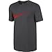 NIKE Sportswear Men's Hangtag Swoosh Tee, Charcoal Heather/University Red, Large