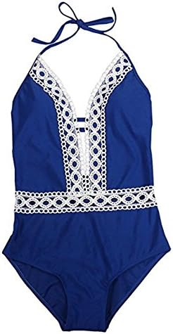 Women's One-Piece Floral Border Beach Deep V-Neck Swimsuit