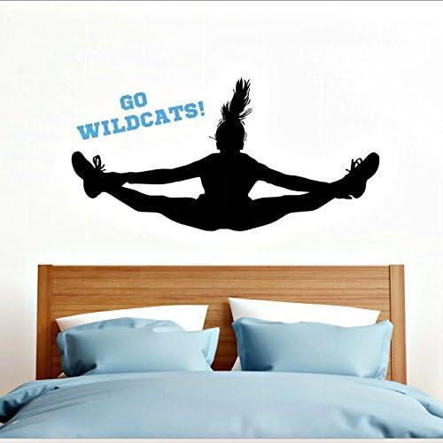Personalized Cheerleading Wall Decal, Cheerleader Silhouette Sticker, Choose From 30 Colors & Several Sizes