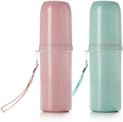 IMABAO Toothbrush Case Portable Multifunction Wheat Straw Travel Toothbrush Toothpaste Cup Holder Container Organizer Storage Box for Daily Business Trips and Travel 2pcs
