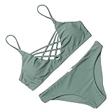 RUUHEE Cut Out Vintage Pin up 2 Piece Bikini Swimsuit For Women (FBA Optional) (S(US Size 2-4), Green)