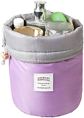 Q Dream Travel Bag Makeup bag Cosmetic Bag Travel Kit Organizer Bathroom Storage Cosmetic Bag Carry Case Toiletry Bag Multifunctional Barrel Shapedtoiletry Bag(Purple)