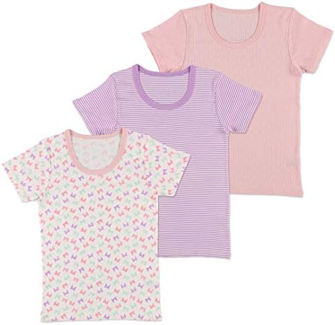 通販 激安 西松屋 カリフォルニア綿3枚組半袖シャツ リボン柄 ボーダー 針抜き編み 110cm 1cm 130cm 140cm 100cm