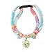 Necoichi Chirimen Cat Collar with Clover Bell (Baby Blue) with Bell Safety Breakaway Soft Lightweight for Cats Kitty Kitten Japanese Stylish Pattern, No.1 Seller in Japan
