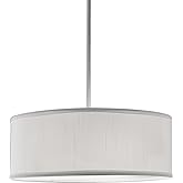 Kuzco Lighting Gregory 15" Pendant | White Finish | Textured Linen Shade | White Acrylic Diffuser | Modern Drum Pendant Light