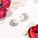 EVER FAITH Bridal Silver-Tone Flower Simulated Pearl Stud Earrings Austrian Crystal Clear - Clip-on
