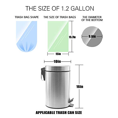 1.2 Gallon 220 Counts Strong Trash Bags Garbage Bags, Bathroom Trash