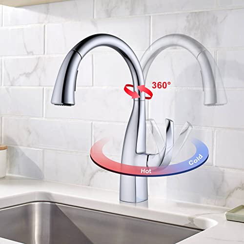 ARCORA Kitchen Faucet with Pull Out Shower Head 360° Swivel Kitchen Tap with 2 Spray Modes Kitchen Sink Faucet Chrome