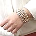 Jurxy Multilayer Leather Wrap Bracelet Silver Beaded Bohemian Braided Cuff Bangle Wristbands Wide Belt Jewelry for Women Girl - Gold and Silver