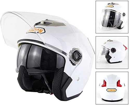 オートバイのヘルメットの男性と女性のフルフェイスヘルメットカバーパーソナリティクールフォーシーズンズダブルレンズ 在庫限り ホワイト