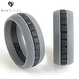 Mens Silicone Wedding Ring Band - ArcRings - (Gray/Black/Gray, 11)