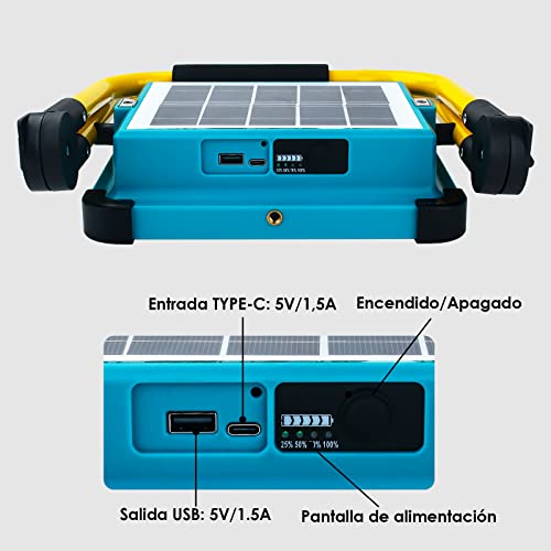 OUSIDE Rechargeable LED Spotlight, LED Battery with Stand, Built-in 10500 mAh Battery, 4 Lighting Modes, Type-C Charging, Ideal for Works, Emergency Lighting, Maintenance