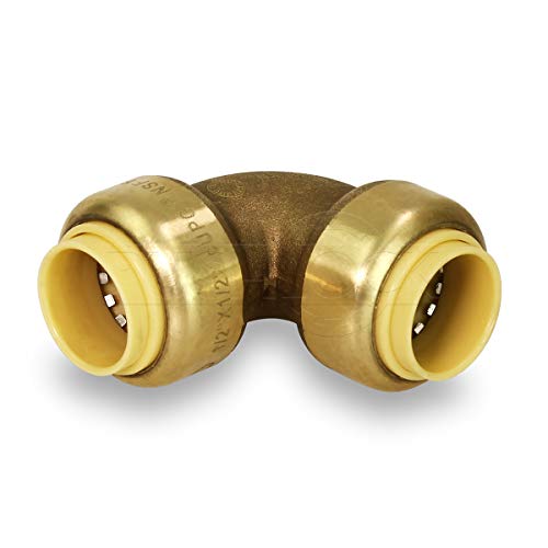 Pushlock UPE9034-5 90 Degree Elbow Pipe Fittings Push to Connect Pex Copper, CPVC, 3/4 Inch, Brass Pack of 5 - Thumbnail 2