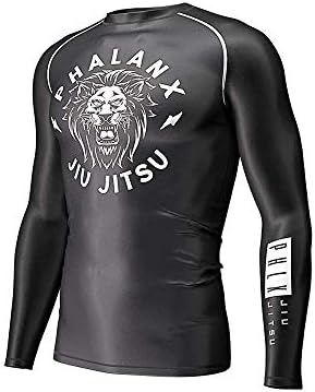 Phalanx Retro Lion Rash Guard for BJJ Jiu Jitsu, Long-Sleeve Competition Grade MMA Shirt