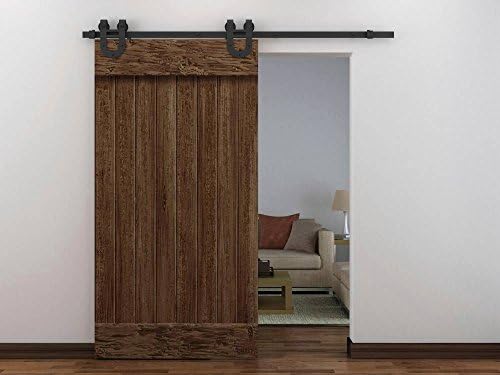 RESTORATION STANDARD HOME01 European Antique Western Modern Horseshoe Wood Sliding Closet Rustic 6ft Barn Door Track Hardware (Rusty Black)